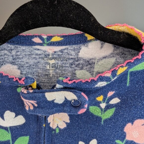 ๐ 3 for 10 ๐ Carter's 12M Navy Floral Sleeper 100% Cotton - Picture 4 of 4